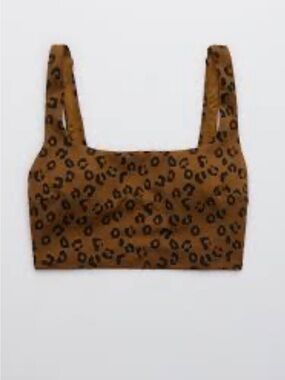 aerie Leopard Textured Longline Scoop
Bikini Top Size Medium